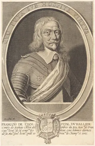 François de l'Hospital du Hallier, by Michel Lasne, ink, 1628