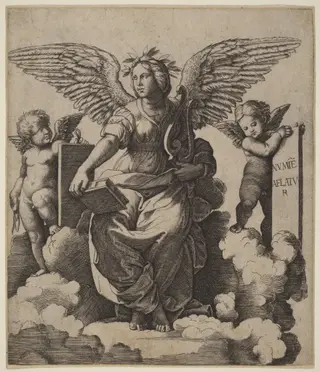 Poetry, by Marcantonio Raimondi, ink, 1515