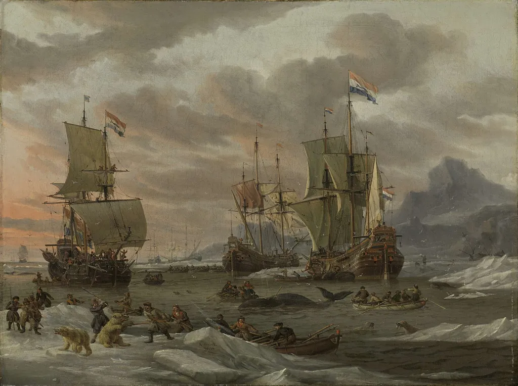 Rough Sea with Sailing Vessels, by Georges Johannes Hoffmann, oil, 1854