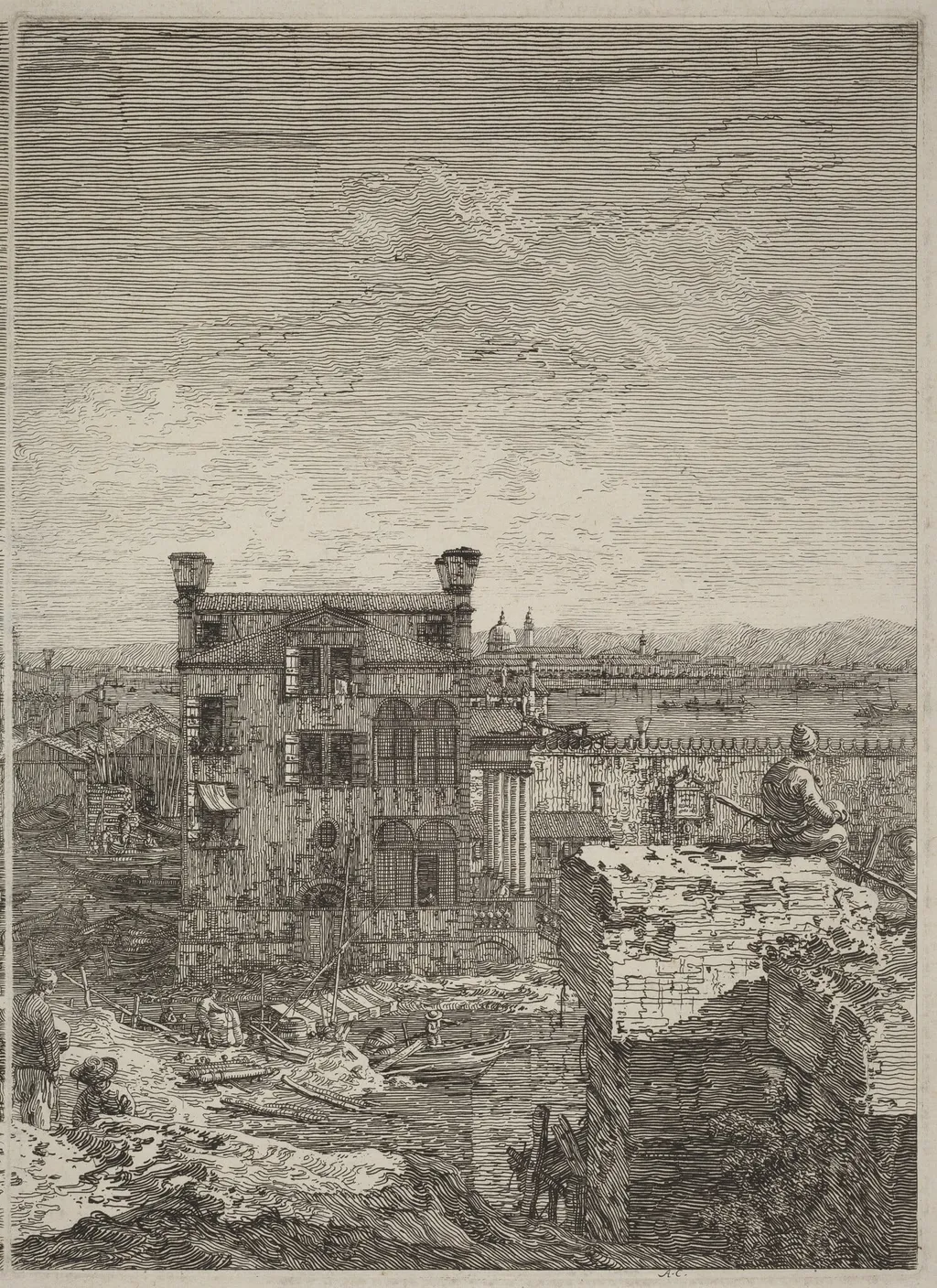The House with the Peristyle, by Canaletto, ink, 1741