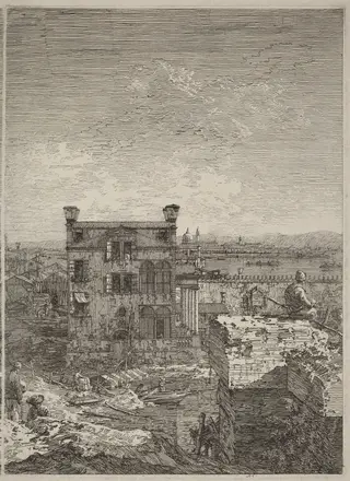 The House with the Peristyle, by Canaletto, ink, 1741