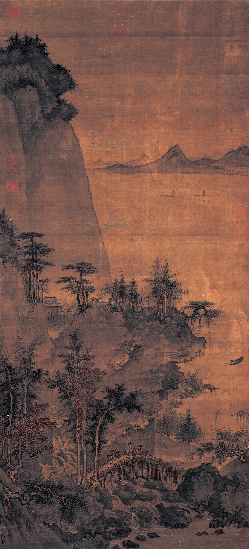 Crossing a Bridge over a Stream, detail