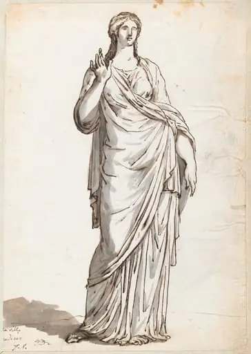 Woman with a Raised Hand, from the Villa Medici, by Jacques-Louis David, ink, 1778