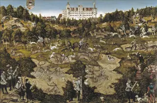 Hunt at the Castle of Torgau in honour of Charles V, by Lucas Cranach the Elder, oil, 1544