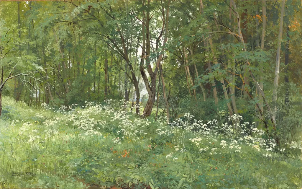 Flowers on the Edge of the Forest, by Ivan Shishkin, oil, 1896