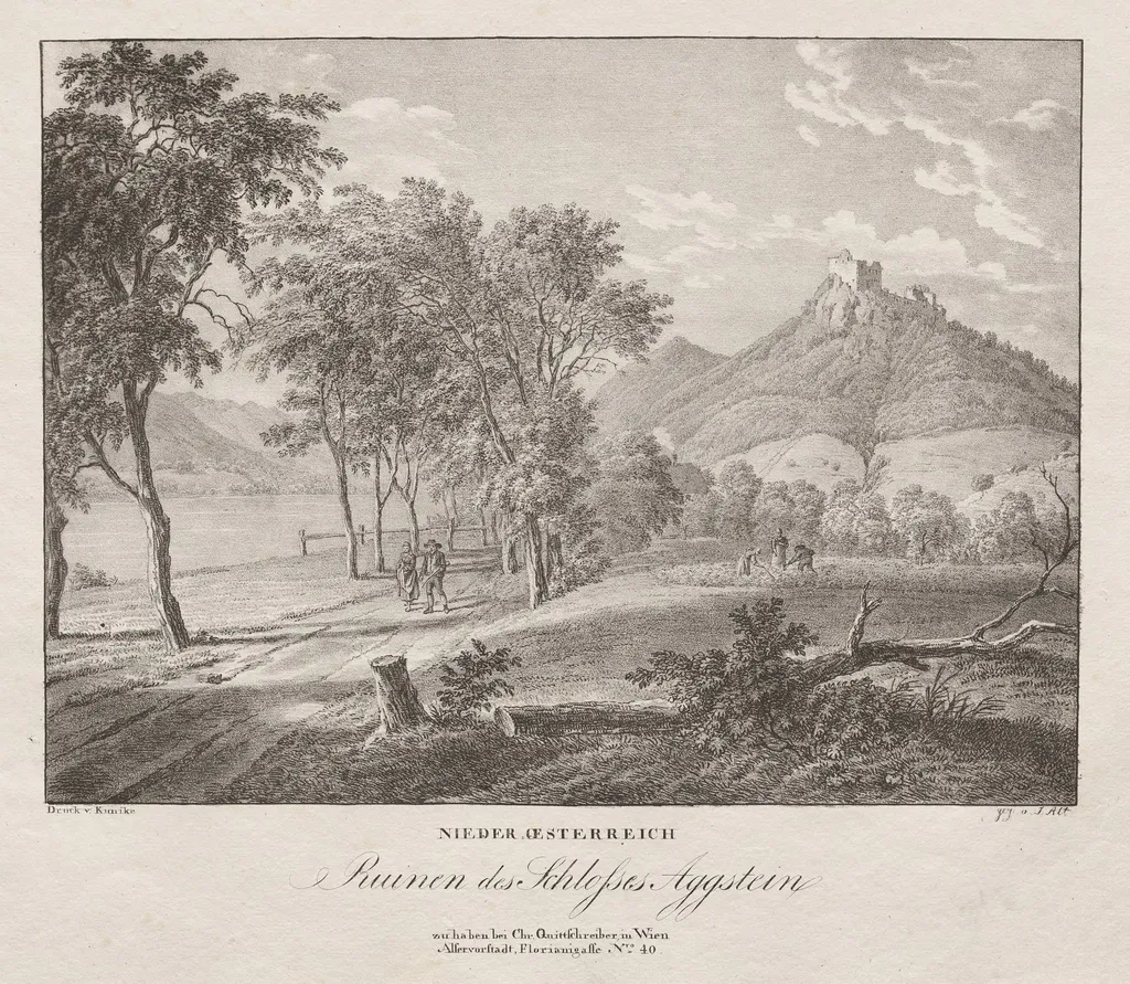 Nieder-oesterreich, Ruinen des Schlosses Aggenstein, by Jakob Alt, 1839