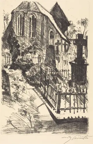 Kirchhof (Cemetery), by Lovis Corinth, ink, 1916