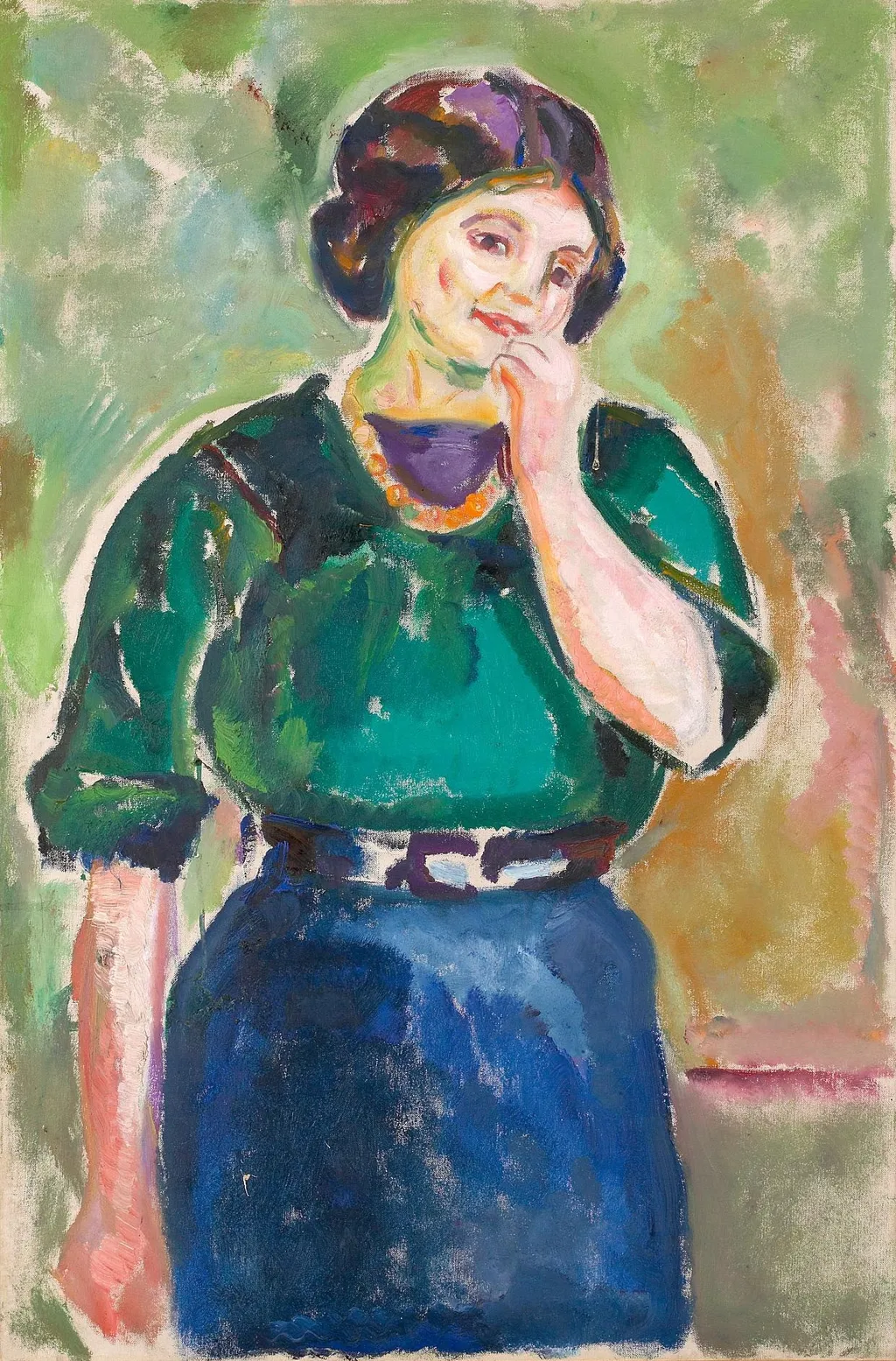 Model in Green and Blue, by Edvard Munch, oil, 1912