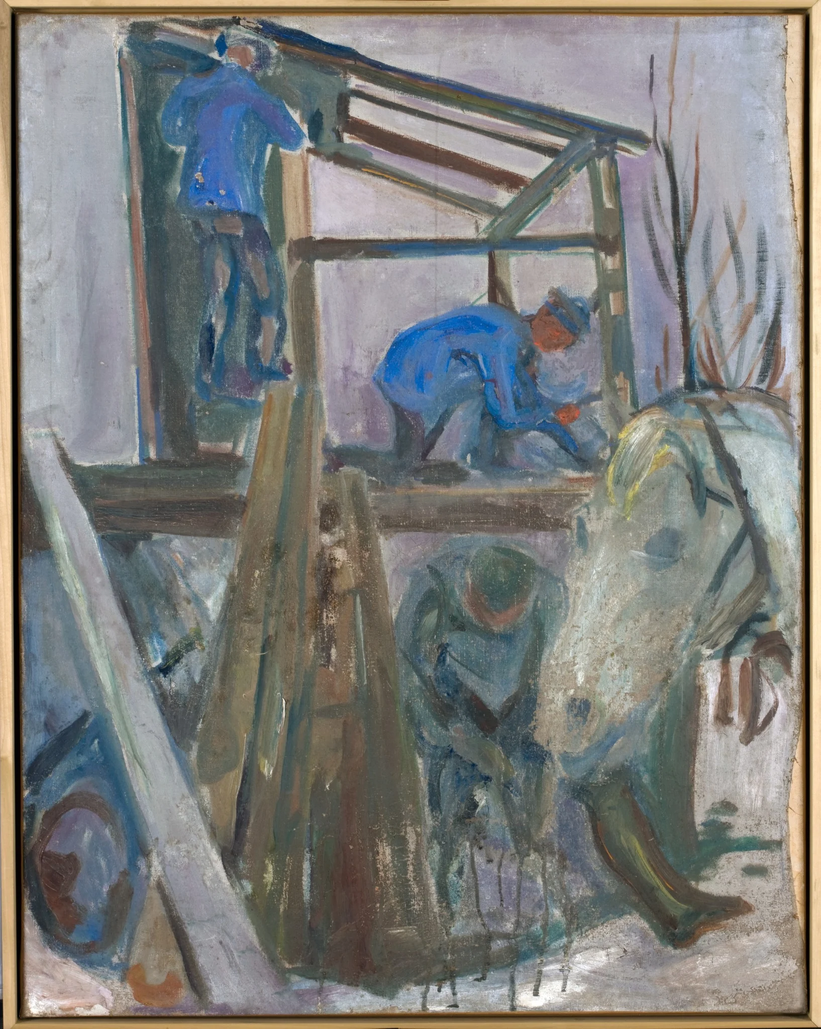 Timbermen at Work on the Studio Building, detail