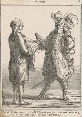 Turgot -- Eh bien mon pauvre condé ..., by Honoré Daumier, ink, 1867