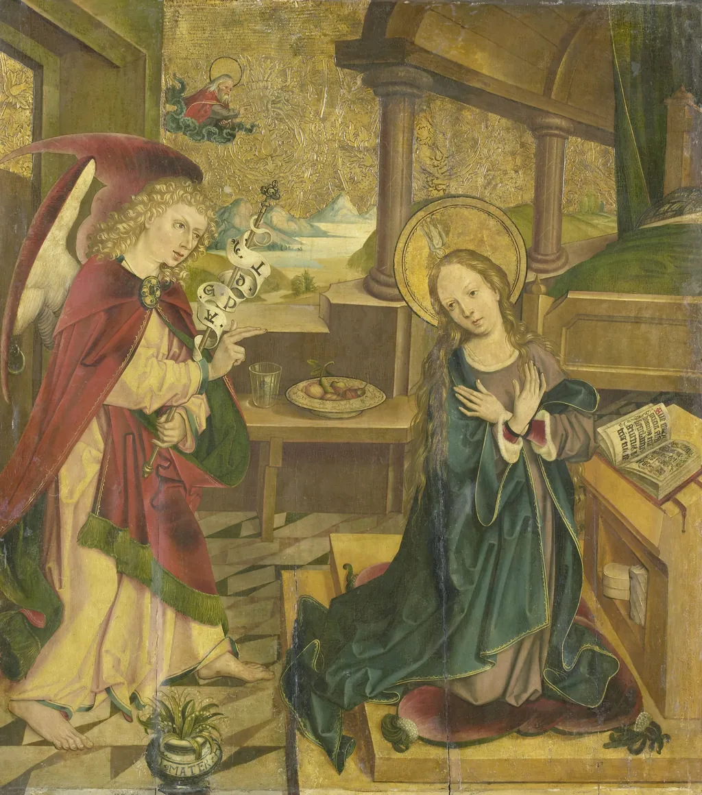 Annunciation to the Virgin, by Master of the Salemer Altar, oil, 1500