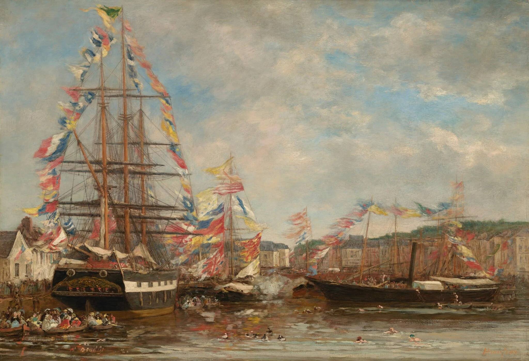 Festival in the Harbor of Honfleur, detail