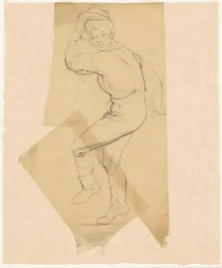 Studies for "Dance on a Stone Boat" and "In the Cornfield", by James Goodwyn Clonney, graphite, 1844