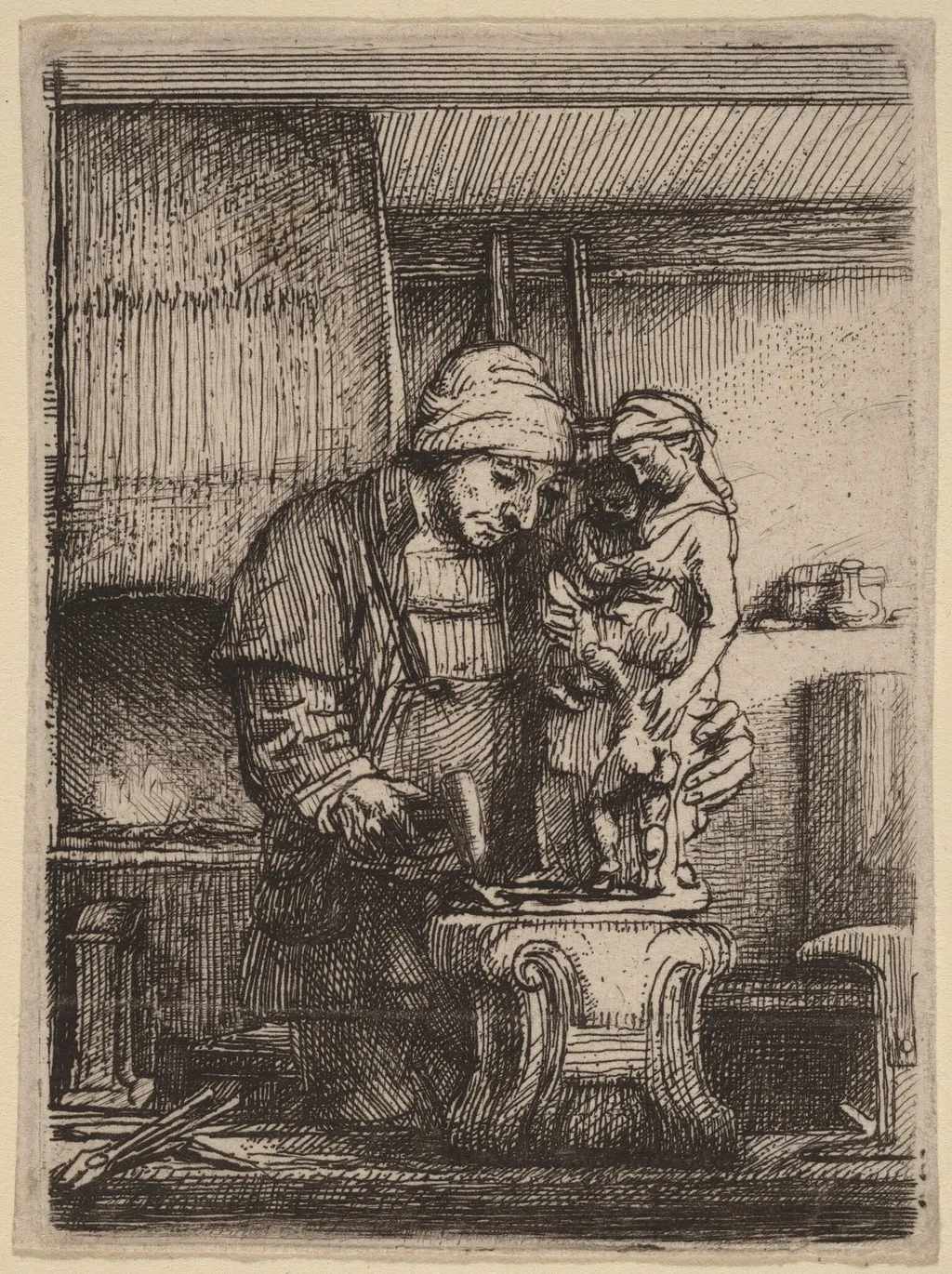 The Goldsmith, by Rembrandt van Rijn, ink, 1655