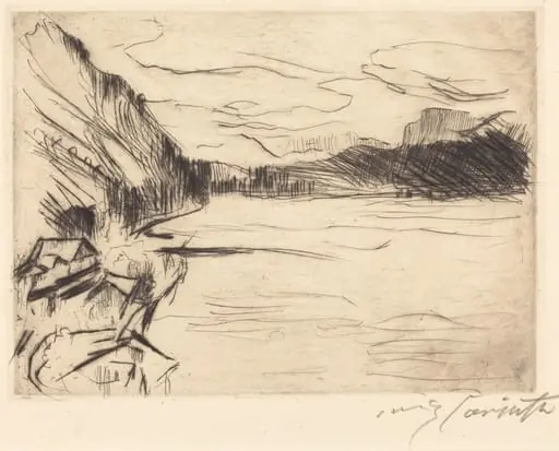 Am Walchensee (On Walchen Lake), by Lovis Corinth, ink, 1923