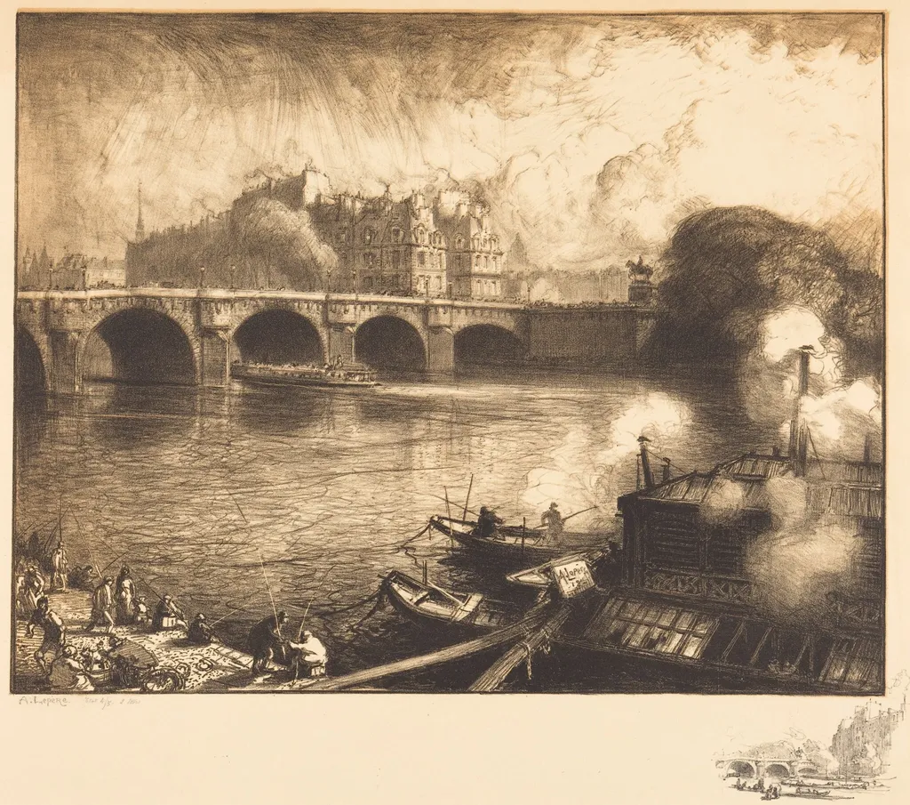 Le Pont Neuf, by Auguste Louis Lepère, ink, 1913