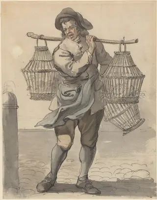 A Poultry Seller, by Paul Sandby, ink, 1759