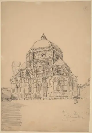 The Duomo, Florence, by John Russell Pope, graphite, 1897