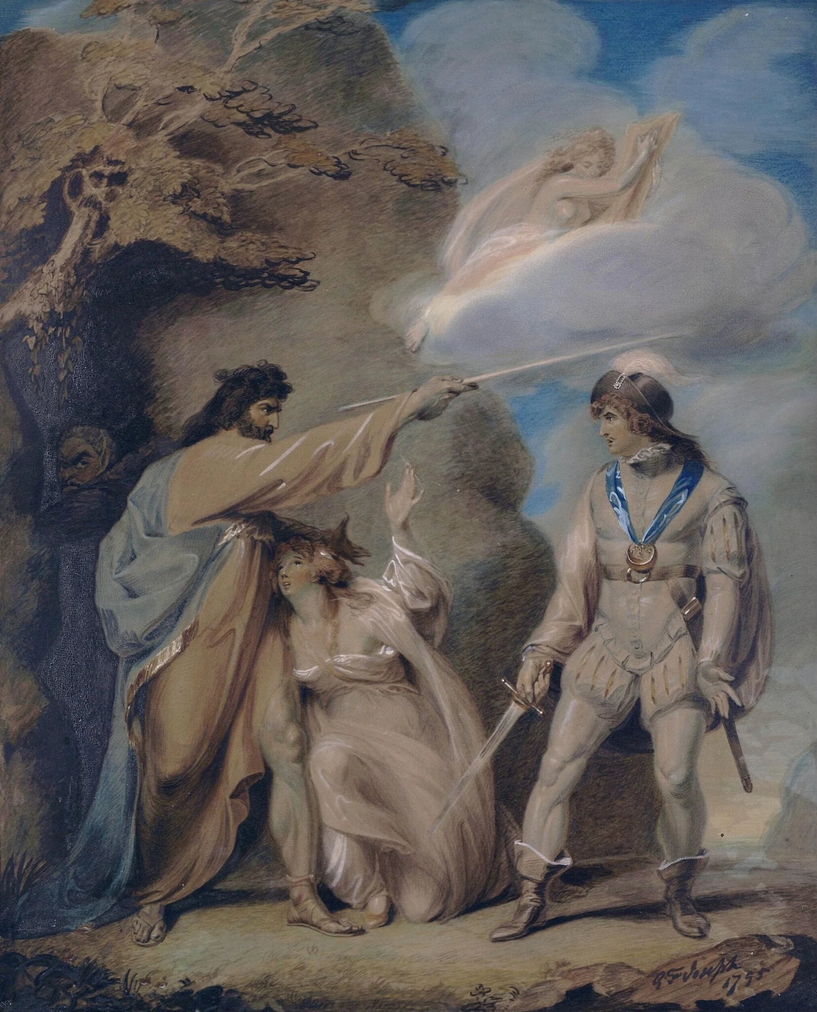 Prospero reveals Ferdinand to Miranda, detail