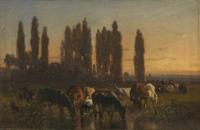 Koeien in de weide, detail