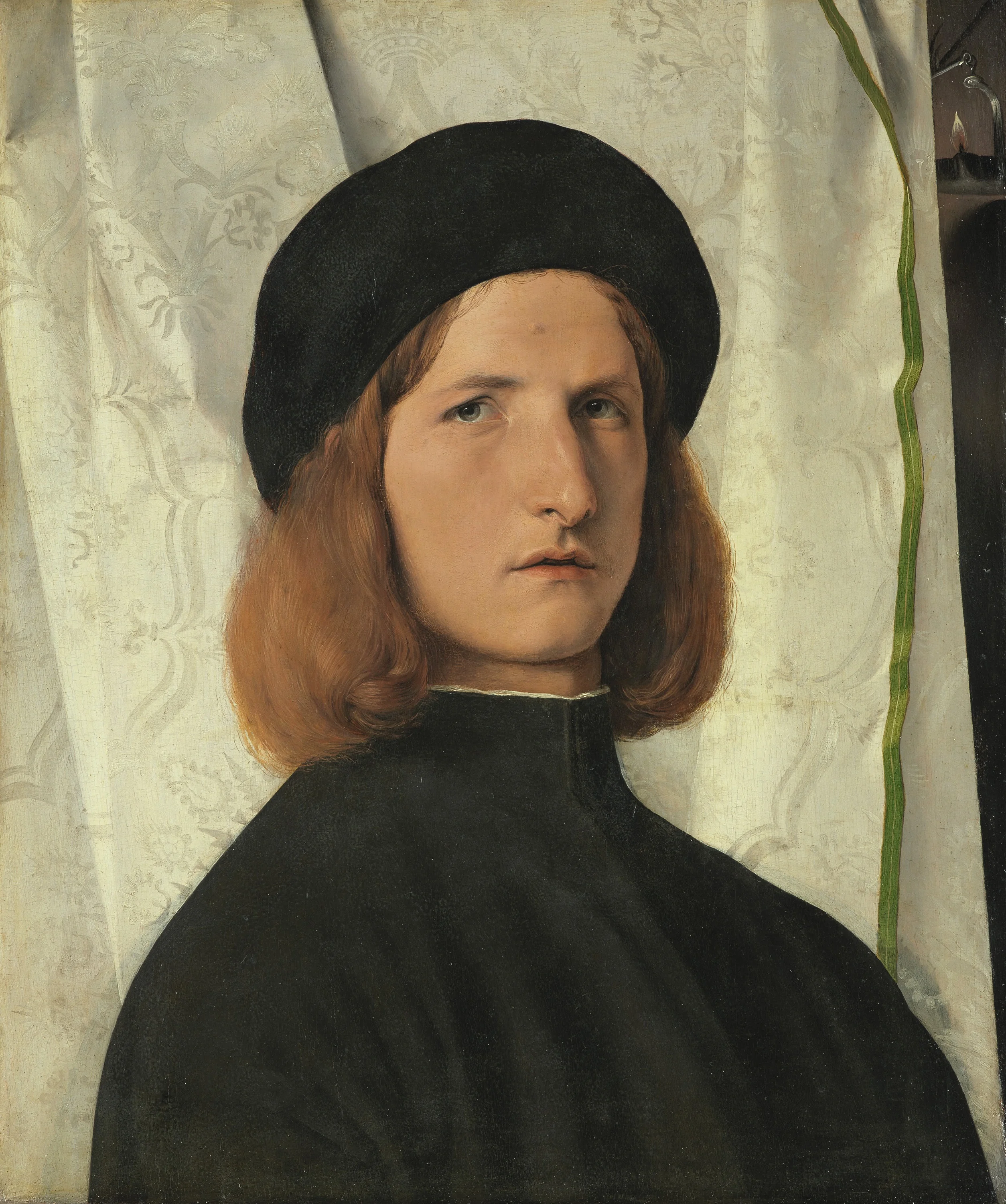 Portrait of a Young Man with a Lamp, detail