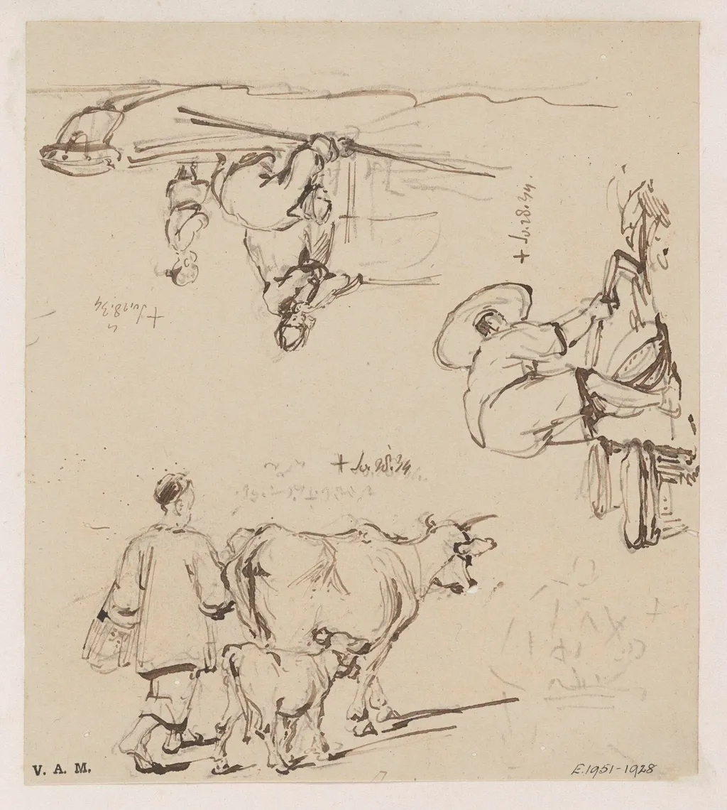 Three figure drawings, by George Chinnery, 18