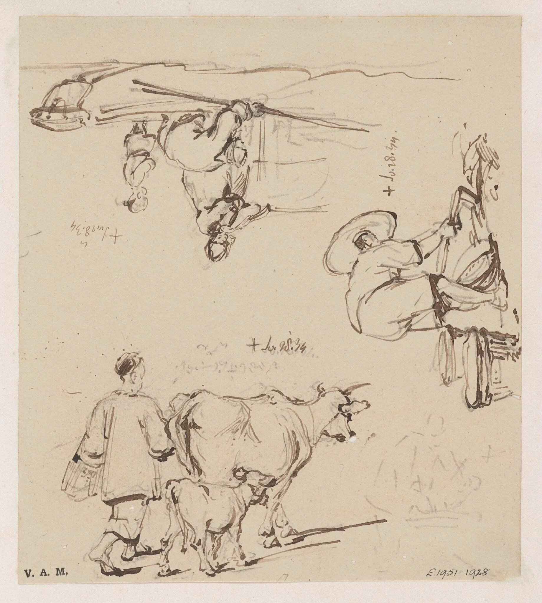 Three figure drawings, detail