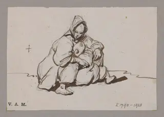 A seated boatwoman and child, by George Chinnery, 19