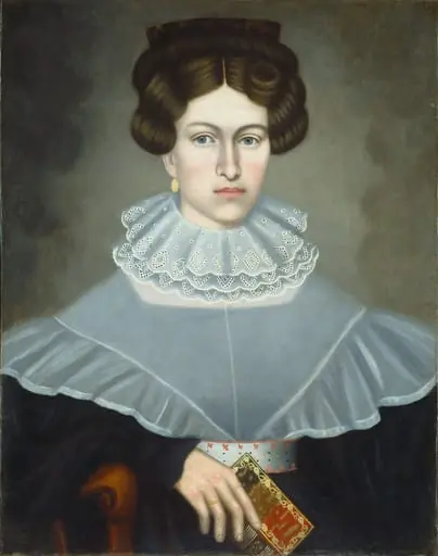 Woman Holding a Book, by Erastus Salisbury Field, oil, 1835