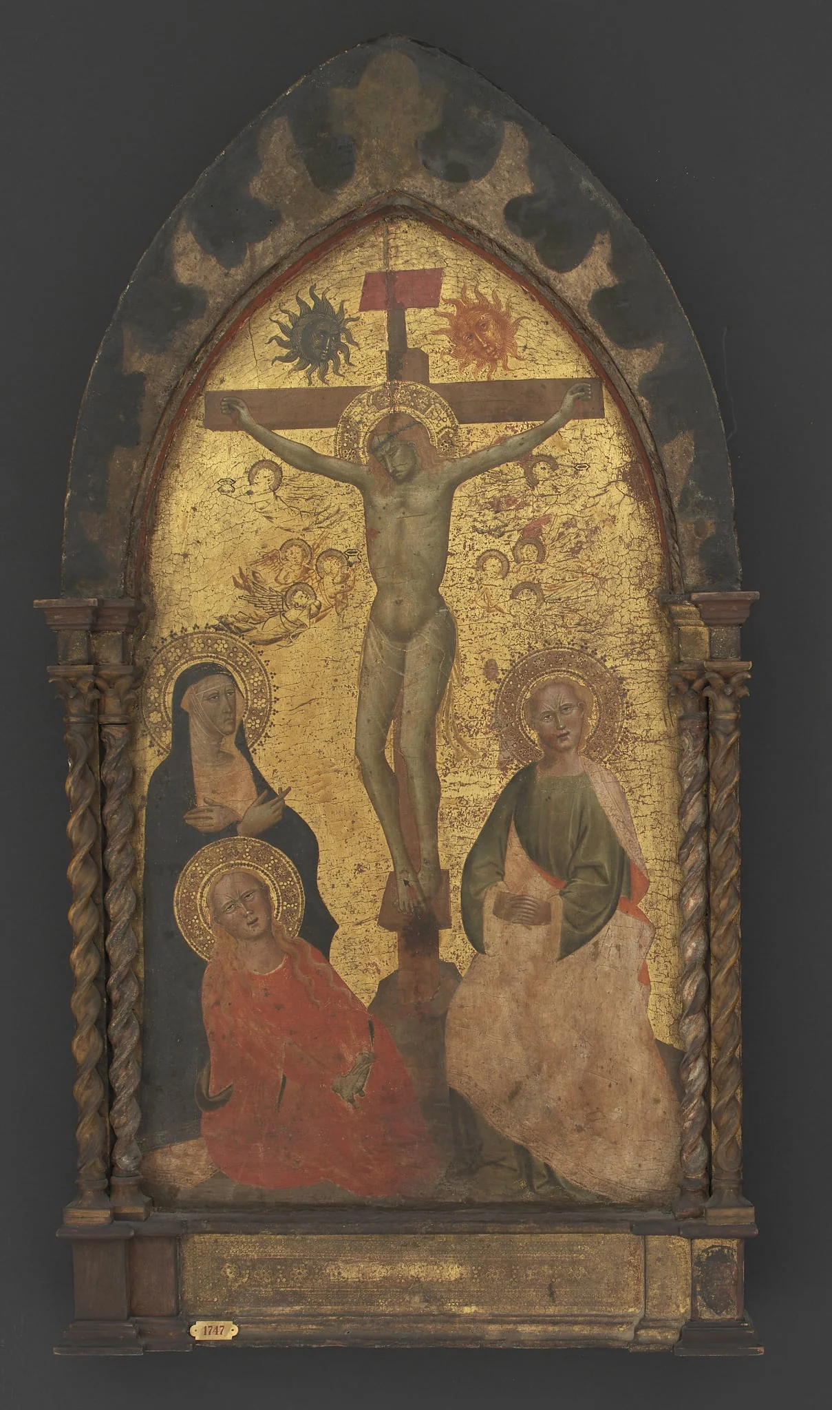 Christ on the Cross mourned by the Virgin Mary and Saints Mary Magdalene and John, detail