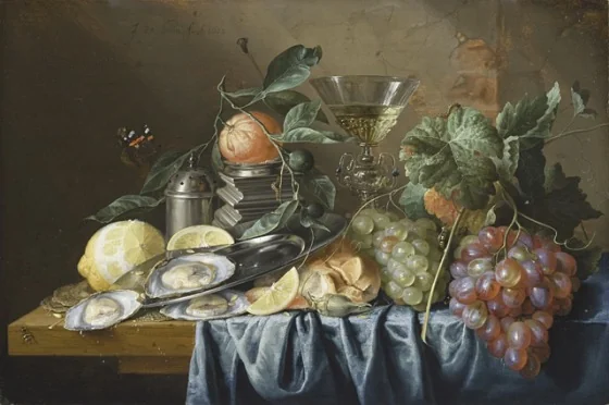 Still Life with Oysters and Grapes, detail