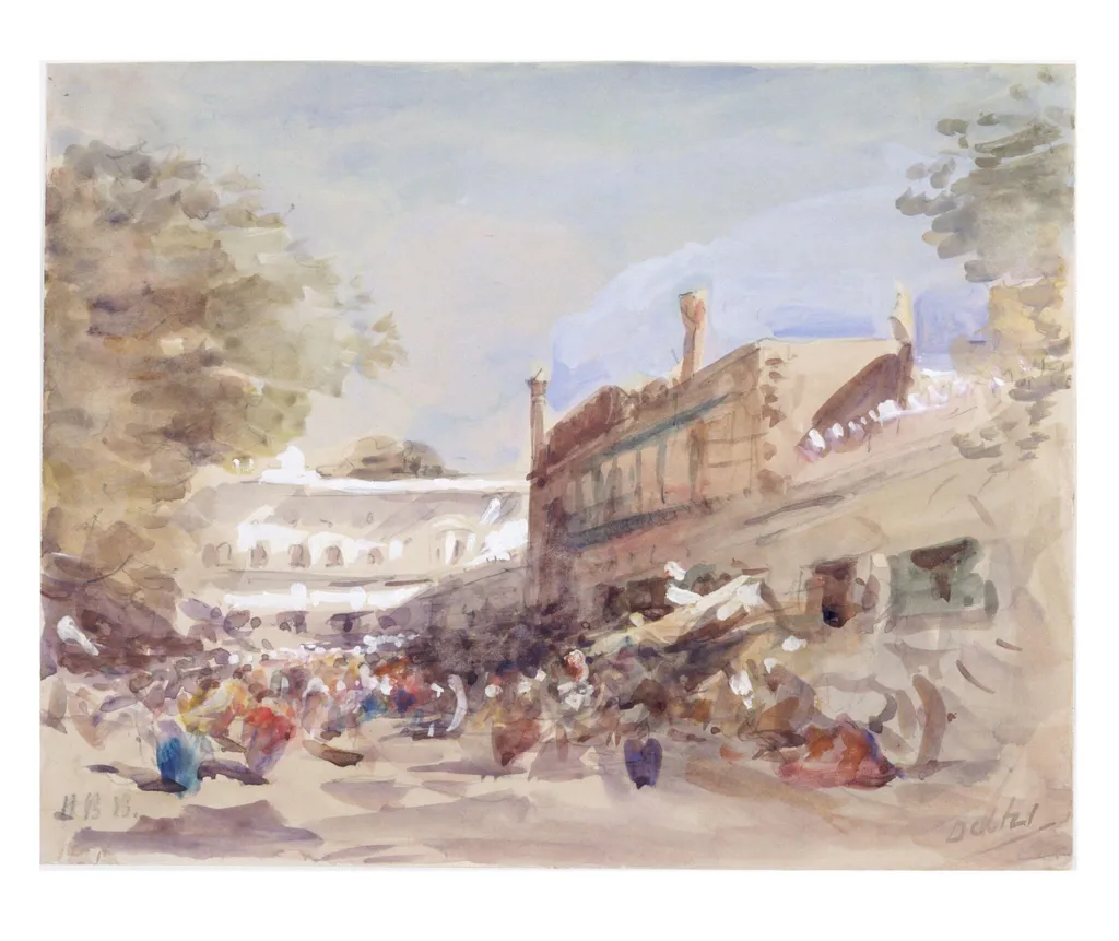Street Scene in Delhi, by Hercules Brabazon Brabazon, watercolor, 1875
