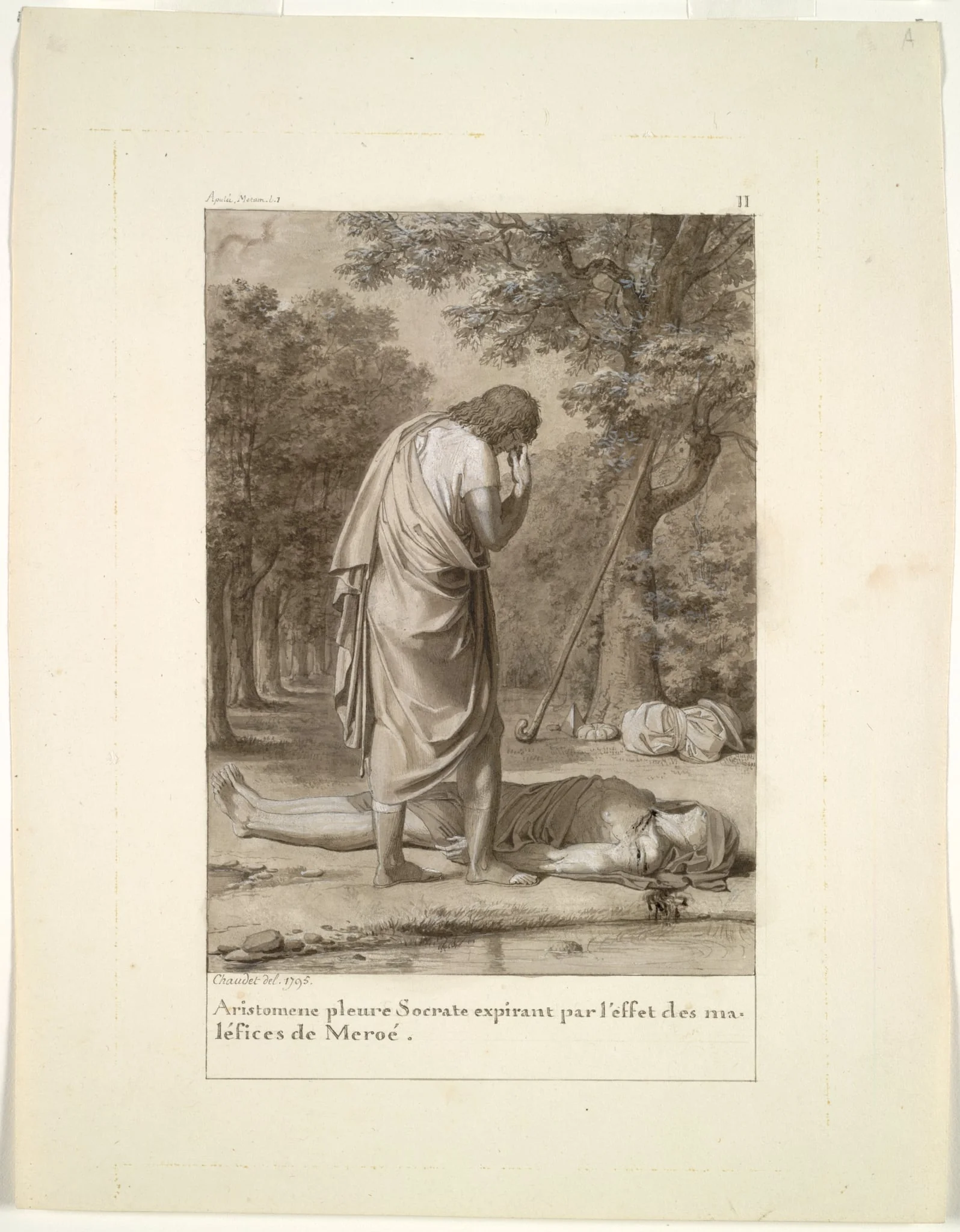 Aristomenes Mourning the Death of Socrates from the Bewitchment of Meroë (from Book 1 of Apuleius, "The Golden Ass"), detail