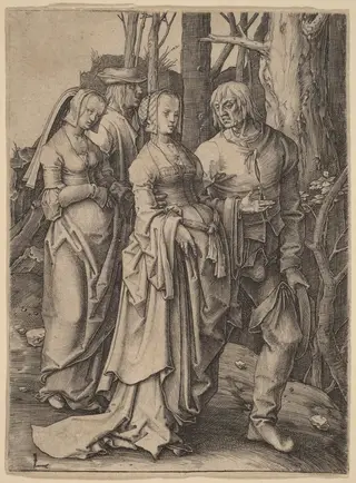 The Two Couples in the Forest, by Lucas van Leyden, ink, 1509