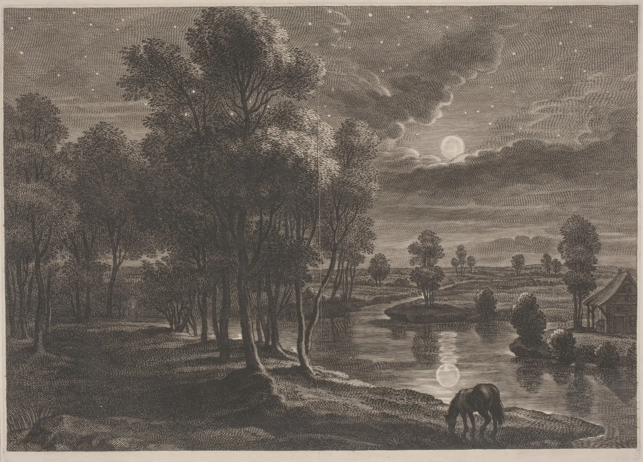 Moonlit River Landscape, detail