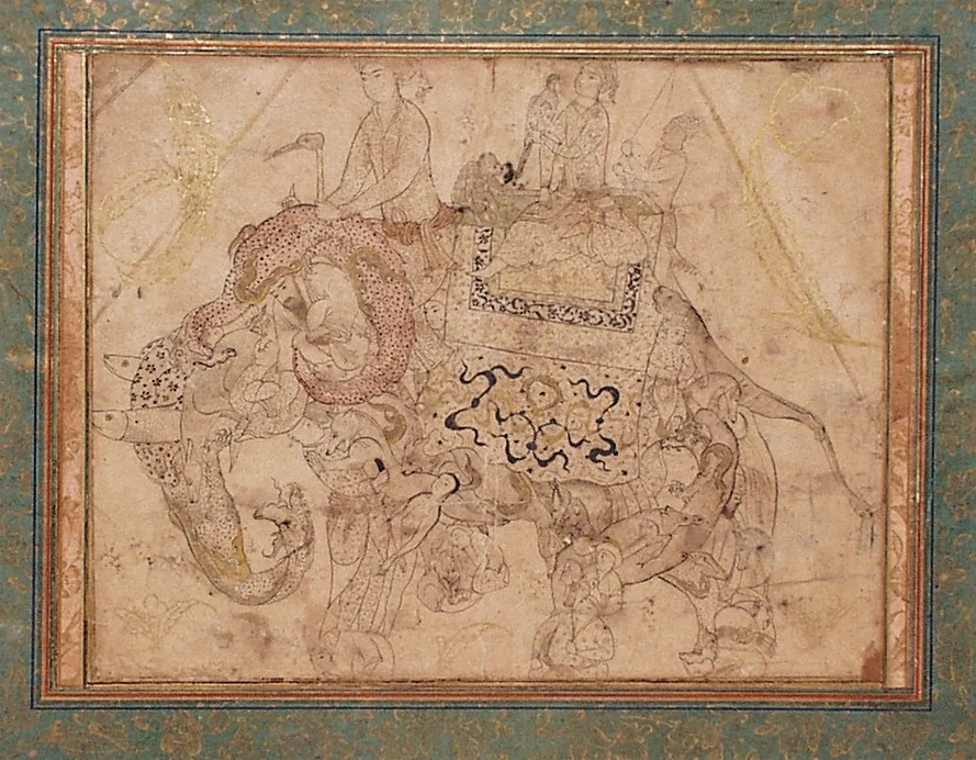 A composite elephant ridden by a prince - 17th century, detail