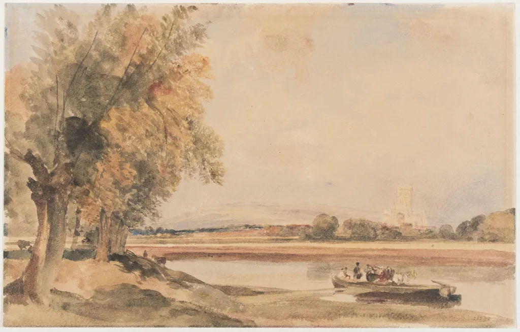 Ferry on the Severn, near Tewkesbury, by Peter De Wint, watercolor, 1840