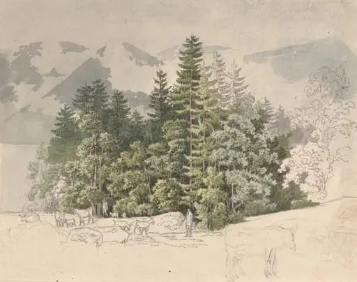 Alpine Landscape, by Friedrich Salathé, gouache, 1814