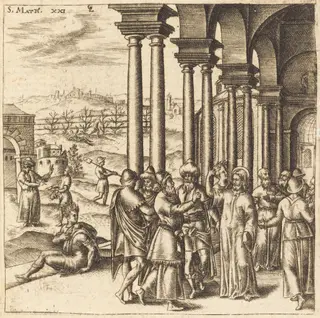 Christ in the Temple, by Léonard Gaultier, ink, 1578