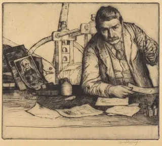 Self-Portrait, by William Strang, ink, 1897
