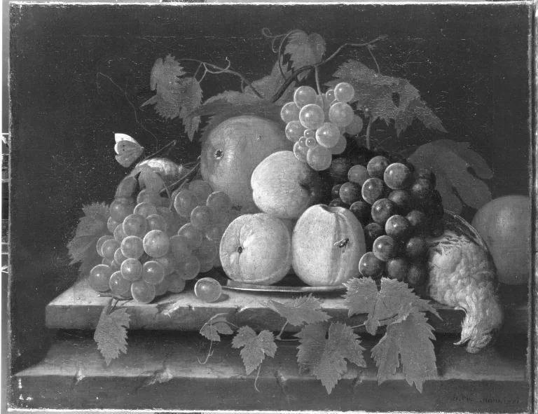 Stillleben mit Früchten und toten Vögeln, detail