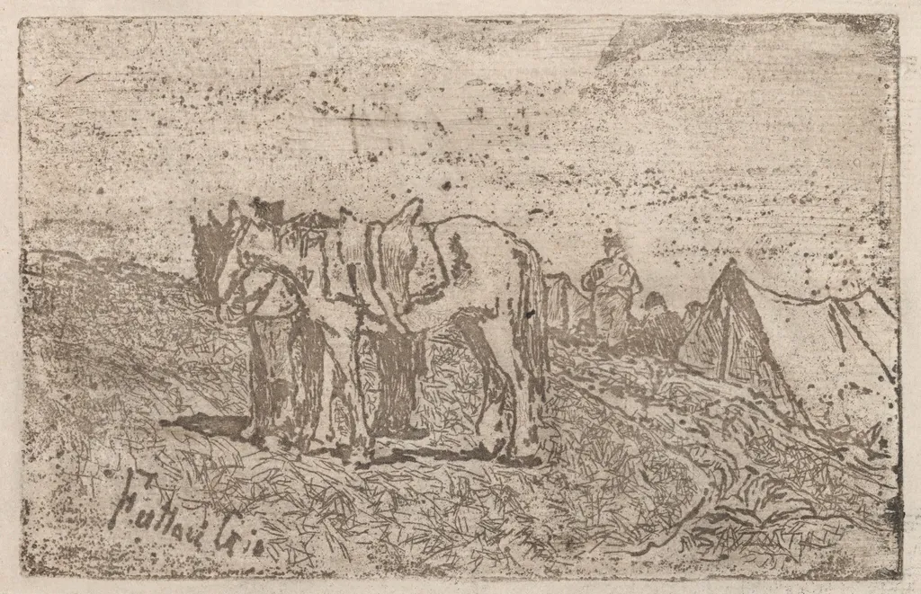 a) On Maneuvers (recto); b) On Maneuvers (verso) (Alle Manovre), by Giovanni Fattori, ink