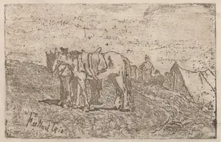 a) On Maneuvers (recto); b) On Maneuvers (verso) (Alle Manovre), by Giovanni Fattori, ink