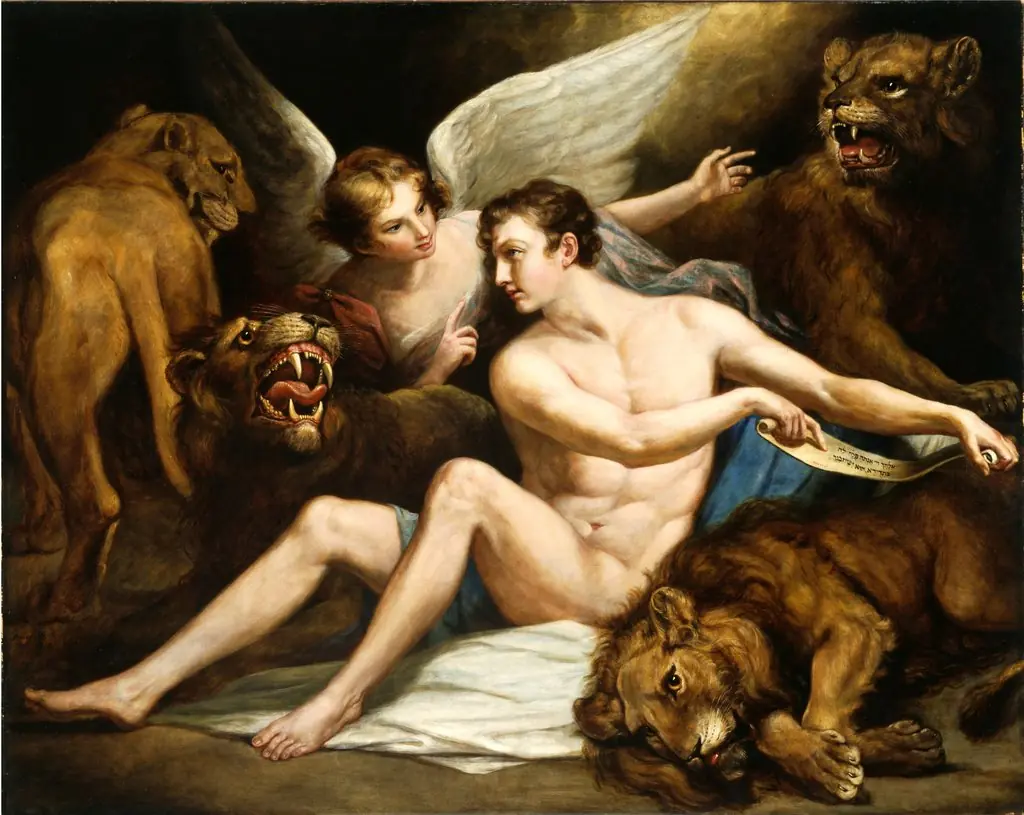 Daniel in the Lions' Den, by James Northcote, oil, 1818
