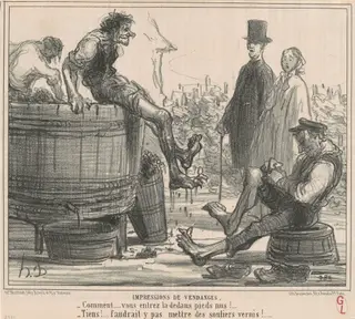 Impressions de vendages, by Honoré Daumier, ink, 1856