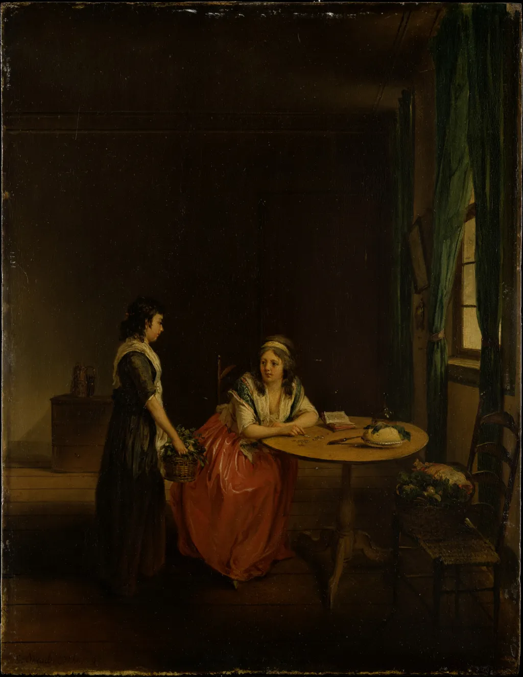 A Housewife Settling Up with her Maid, by Georg Karl Urlaub, unspecified, 1800