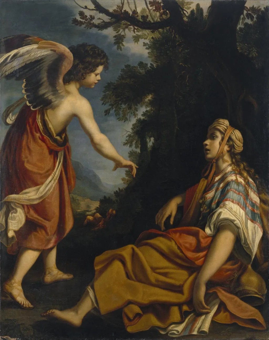 Hagar in the Desert, by Giovanni Biliverti, oil, 1624