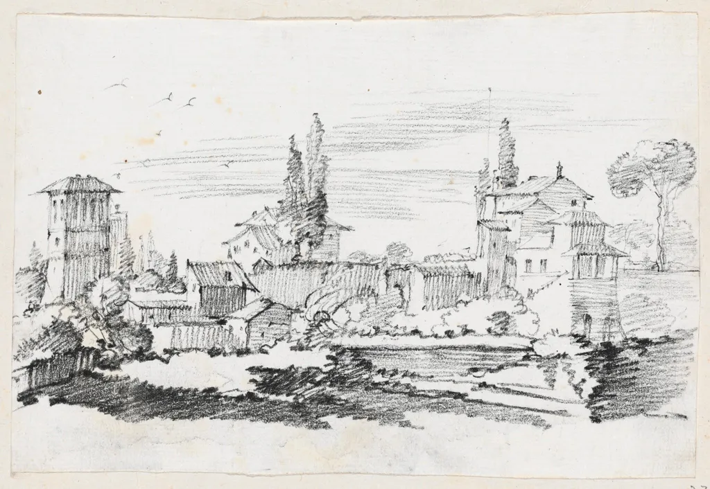Houses in Italy, by Joseph-Marie Vien, graphite, 1747