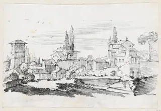 Houses in Italy, by Joseph-Marie Vien, graphite, 1747