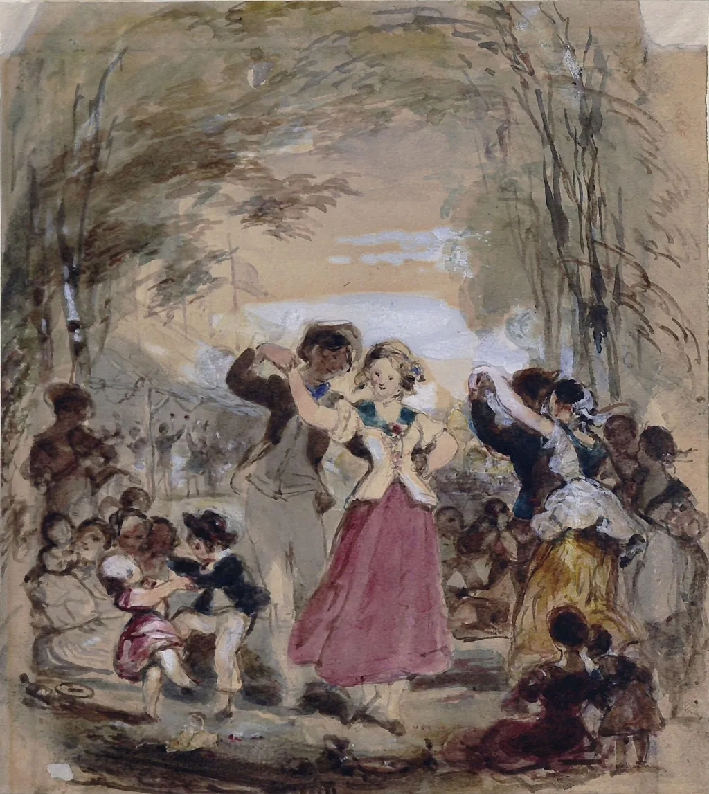 A Rustic Festival, by Stephanoff, watercolor, 1805